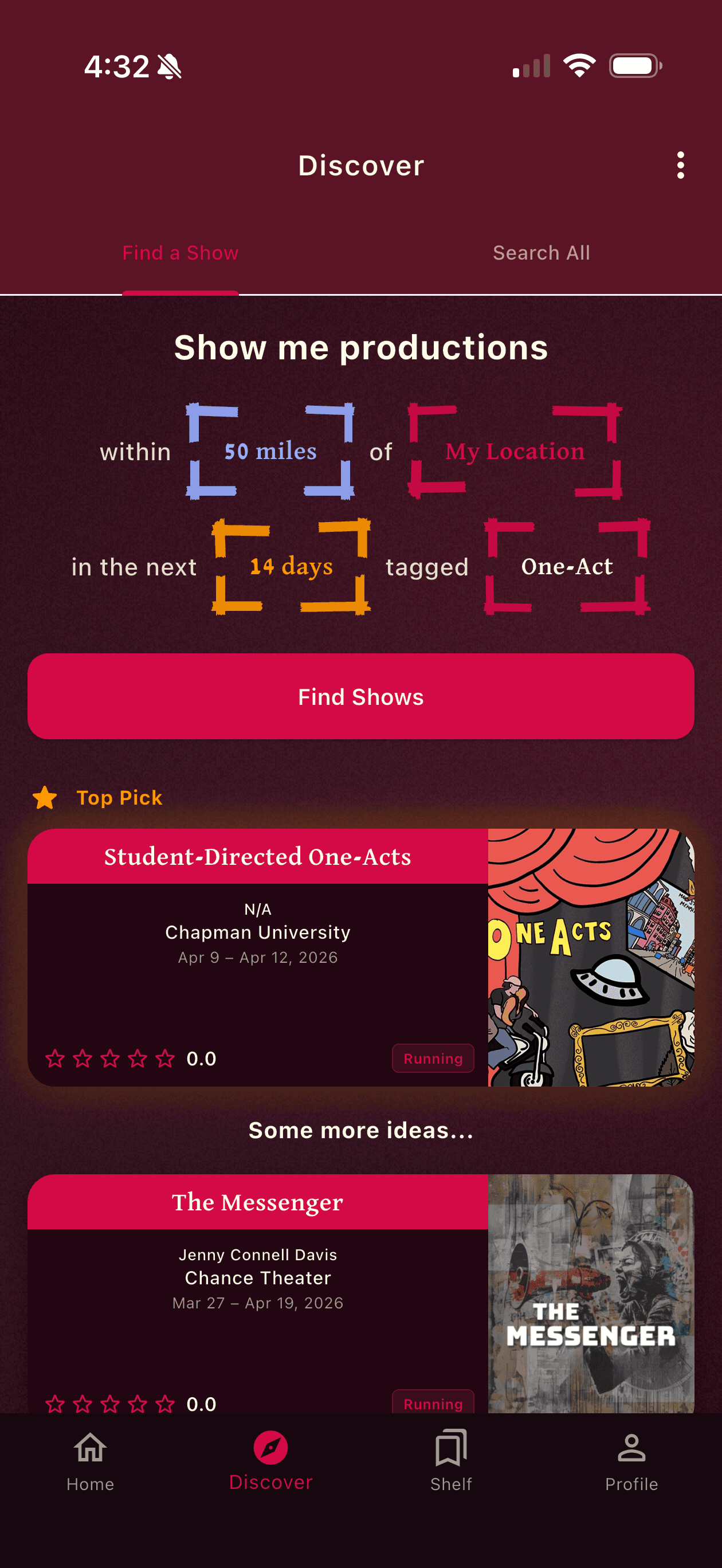 Discover screen